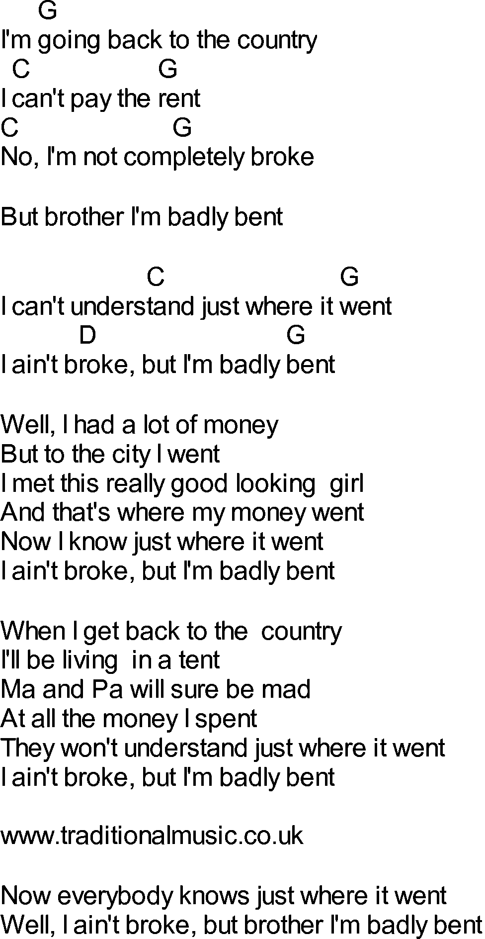 Bluegrass songs with chords - I Aint Broke